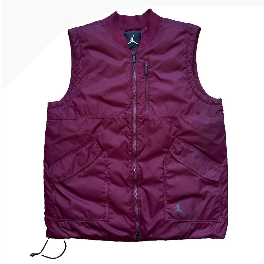 Jordan Brand Mens XL Puffer Vest Burgundy Maroon Red Down Fill Jumpman Logo
